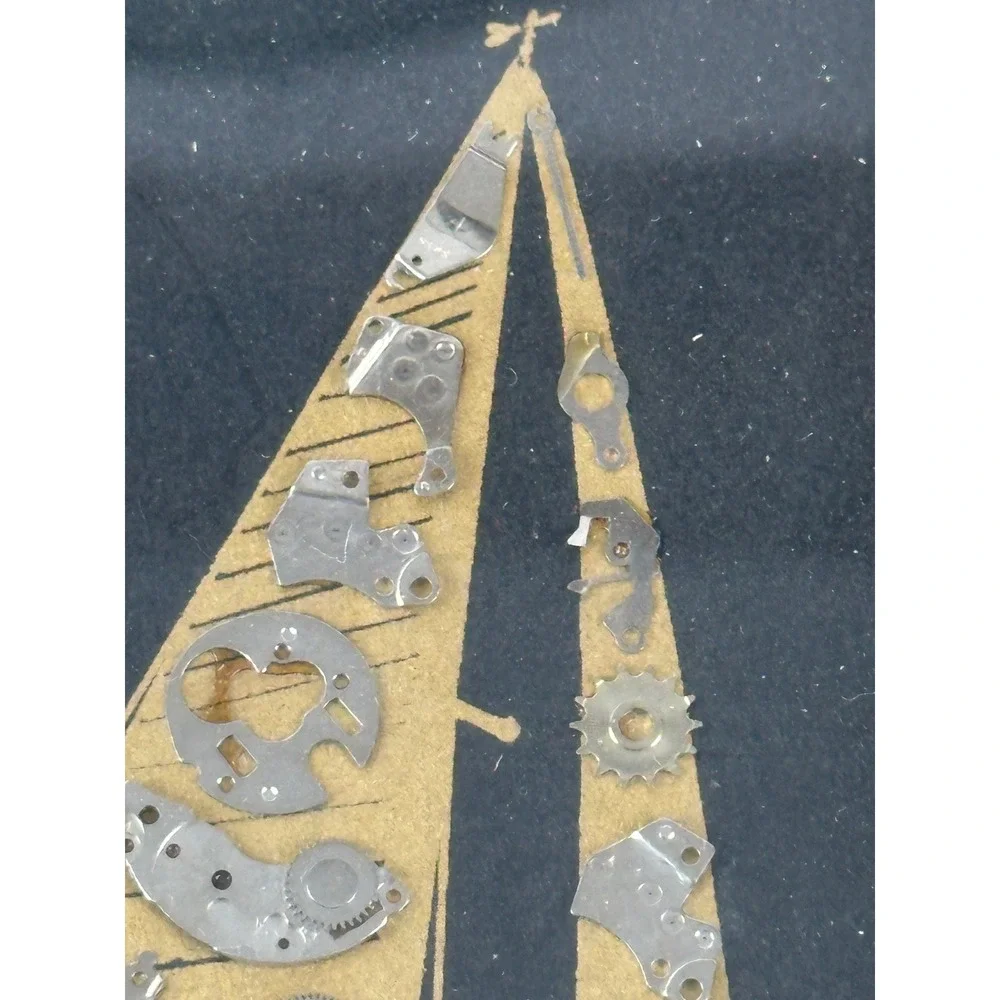 Vintage Steampunk Sailboat‎ Art Watch Parts Nautical Framed 7x6